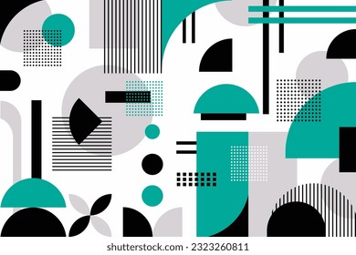 Geometric pattern background, vector multicolor geometry print design with rectangles, squares and circles