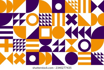 Geometric pattern background, vector multicolor geometry abstract print design with rectangles, squares and circles