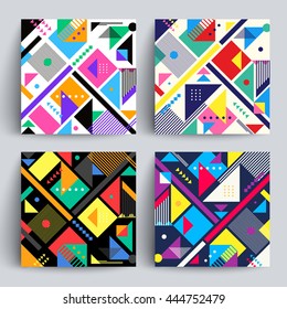 Geometric pattern backgrounds set. Applicable for covers, placards, posters, flyers and banner design.