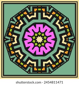 Geometrisches Muster für Bandana, Halstuch, quadratische Tischdecke oder andere. Version 5. Vektorillustration