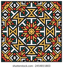 Geometric pattern for bandana, neckerchief, square tablecloth or other. Version No. 2. Vector illustration
