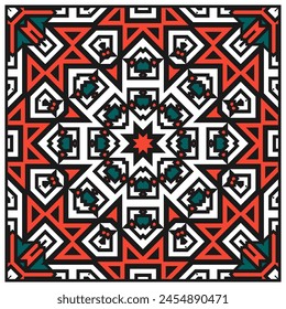 Geometric pattern for bandana, neckerchief, square tablecloth or other. Version No. 3. Vector illustration