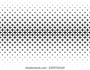 Geometric pattern based on stars on a white background.Seamless in one direction.Average fade out. 