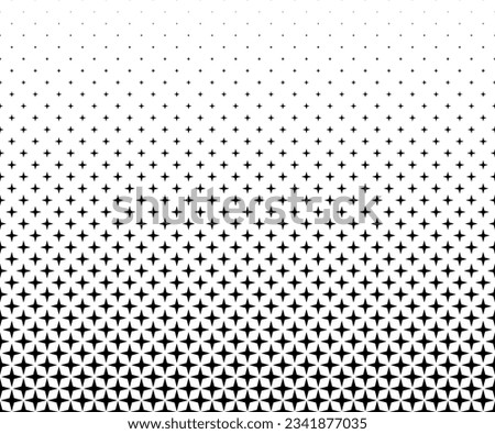 Geometric pattern based on stars on a white background.Seamless in one direction.Average fade out. 36 figures in height