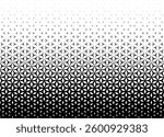 Geometric pattern based on three-pointed stars on a white background Seamless in one direction Average fade out Optical halftone effect Transition into Black