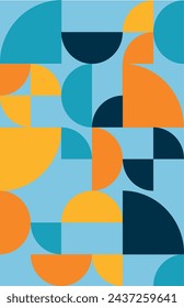 
Geometrisches Muster Bauhaus, minimalistisch, blaue und gelbe Dreiecke, hellblauer Hintergrund. Modern, vielseitig. Grafikdesign, Dekoration, Tapeten, Stoffe, Bildschirmhintergrund.
