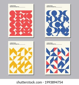 Geometric pattern, Bauhaus geometric Pattern, Trendy background set, Abstract art with Circle and Triangle