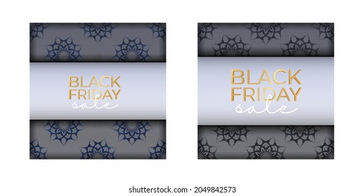 Afiche de venta de viernes de color negro con patrón geométrico