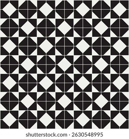 Geometric pattern in beige and black inspired by the Midcentury modern design style. Graphical illustration for a unique wall decor, textiles and interior design.
