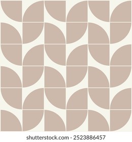 Geometric pattern in beige and pastel pink inspired by the Midcentury modern design style. Graphical illustration for a unique wall decor, textiles and interior design.