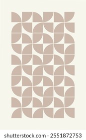 Patrón geométrico en beige y rosa pastel inspirado en el estilo de diseño moderno de mediados de siglo. Ilustración gráfica para una decoración de pared única, textiles y diseño de interiores.