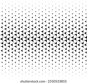 Geometric pattern of black arrows on a white background.Seamless in one direction.Option with a short fade out.The scale transformation method.