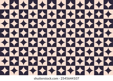 Geometric pattern black blue and milky color squares with rhombs. Abstract modern seamless pattern squares in staggered order with rhombs. Simple geometric pattern