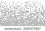 Geometric pattern of black circles on a white background.Seamless in one direction. Option with an Average fade out. Random fade out