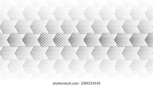 Geometric pattern of black circles on a white background.Seamless in one direction.Option with an AVERAGE fade out. 