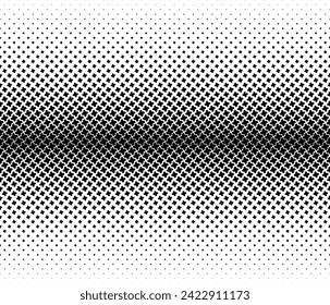 Geometric pattern of black CRESTS on a white background. Seamless in one direction. Average fade out