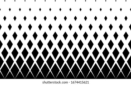 Geometric Pattern Of Black Diamonds On A White Background.Seamless In One Direction.Option With A Short Fade Out. 10 Figures In Height.