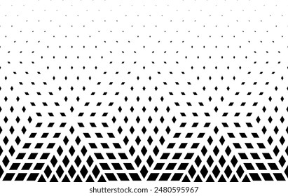 Geometric pattern of black diamonds on a white background.Seamless in one direction. Option with a Short fade out.The Scale transformation method.