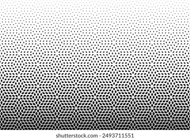 Geometric pattern of black diamonds on a white background.Seamless in one direction.Option with an AVERAGE fade out. Scale method
