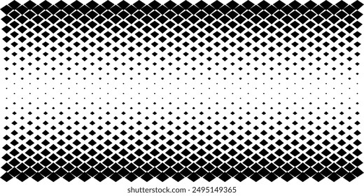 Geometric pattern of black diamonds on a white background. Seamless in one direction. Option with a short fade out.
