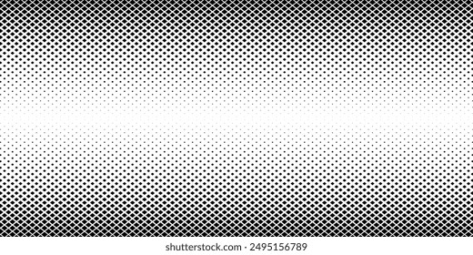 Geometric pattern of black diamonds on a white background.Seamless in one direction.Long fade out.The radial transformation method.