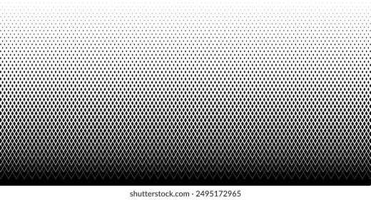 Geometric pattern of black diamonds on a white background.Seamless in one direction.Long fade out.The radial transformation method.