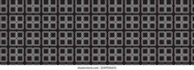 Geometric pattern of black diamonds on a white background.Seamless in one direction.Option with a short fade out.The radial transformation method.