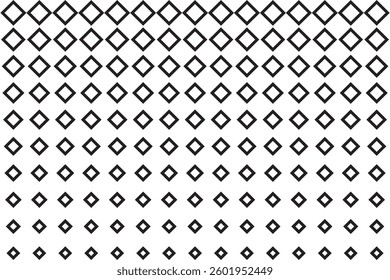 Geometric pattern of black diamonds on a white background. Seamless in one direction. Option with an Average fade out. The Scale transformation method.