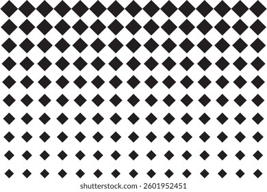 Geometric pattern of black diamonds on a white background. Seamless in one direction. Option with an Average fade out. The Scale transformation method.