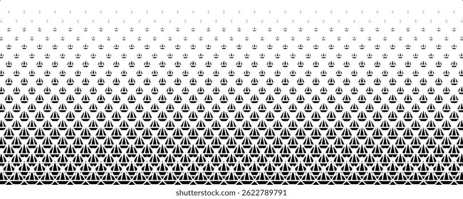 Geometric pattern of black diamonds on a white background. Seamless in one direction. Option with a short fade out.