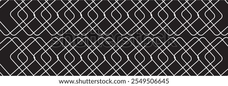 Geometric pattern of black diamonds on a white background.Seamless in one direction.Option with a short fade out.The radial transformation method.