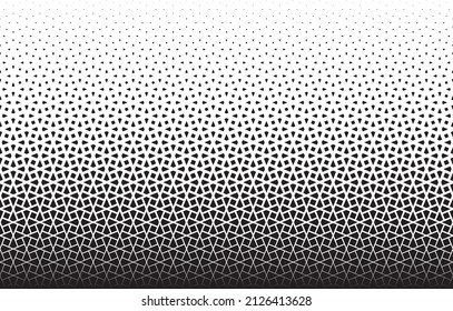 Geometric pattern of black figures on a white background. Seamless in one direction. Option with a middle fade out.