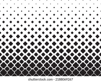 Geometric pattern of black figures on a white background.Seamless in one direction. Option with a average fade out. 22 figures in height