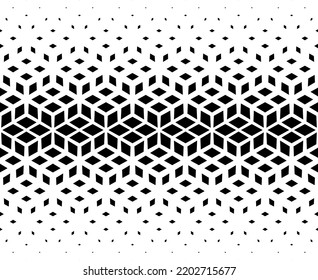 Geometric pattern of black figures on a white background.Seamless in one direction.Option with a SHORT fade out.Ray method.