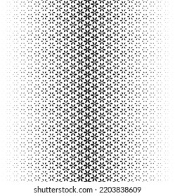 Geometric pattern of black figures on a white background.Seamless in one direction. .Option with a AVERAGE fade out. RAY method.With ROUNDED corners