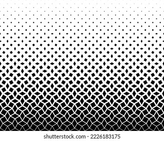 Geometric pattern of black figures on a white background.Option with an AVERAGE fade out.SCALE method