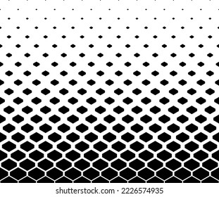 Geometric pattern of black figures on a white background.Option with an AVERAGE fade out.SCALE method.21 figures in height