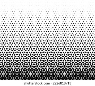 Geometric pattern of black figures on a white background.Option with an AVERAGE fade out.SCALE method