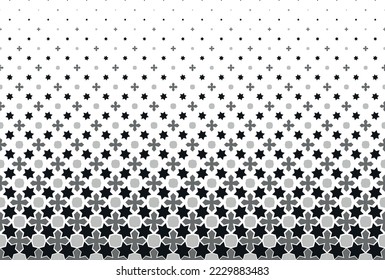 Geometric pattern of black figures on a white background.Option with an AVERAGE fade out.SCALE method