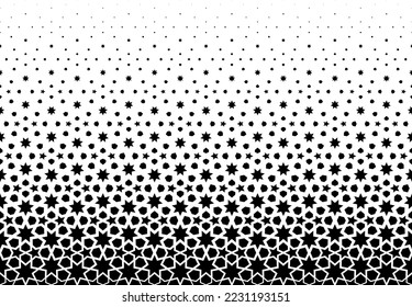 Geometric pattern of black figures on a white background.Arabic ornament.Option with an AVERAGE fade out.SCALE method
