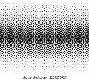 Geometric pattern of black figures on a white background.Option with an AVERAGE fade out.SCALE method.