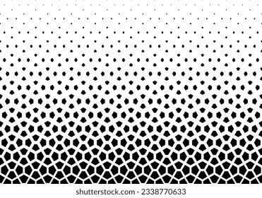 Geometric pattern of black figures on a white background.Seamless in one direction.Option with an average fade out.40 figures in height