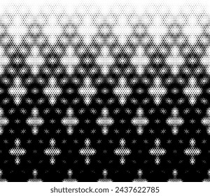 Geometric pattern of black figures  on a white background.Seamless in one direction.Average fade out.Based on arabic pattern