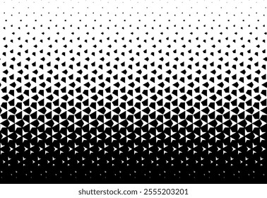Geometric pattern of black figures on a white background.Seamless in one direction.Option with an average fade out.The scale transformation method.