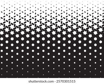 Geometric pattern of black figures on a white background.Seamless in one direction. Option with a Short fade out.The Scale transformation method.