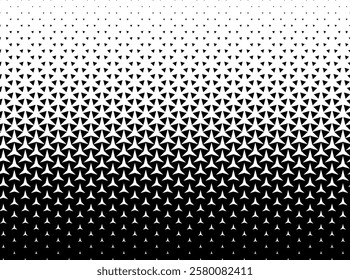 Geometric pattern of black figures on a white background.Seamless in one direction.Option with a AVERAGE fade out. Switching to black