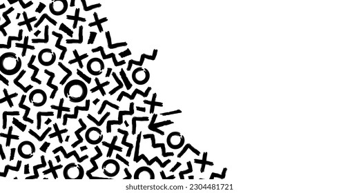 Geometric pattern with black grunge shapes. Horizontal banner with brush strokes grunge lines. Modern black and white abstract vector texture.