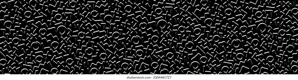 Geometric pattern with black grunge shapes. Horizontal banner with brush strokes grunge lines. Modern black and white abstract vector texture.