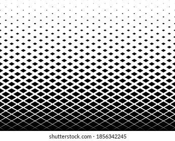 Geometric pattern of black horizontal diamonds on a white background.Seamless in one direction.Middle fade out.40 figures in height. The radial transformation method.