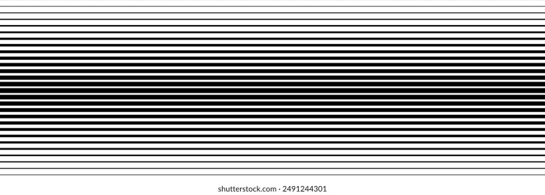 Geometric pattern of black lines on a white background. Half tone gradient line pattern. Monochrome faded halftone black horizontal lines. Striped gradient wallpaper drawn in ink. Vector illustration